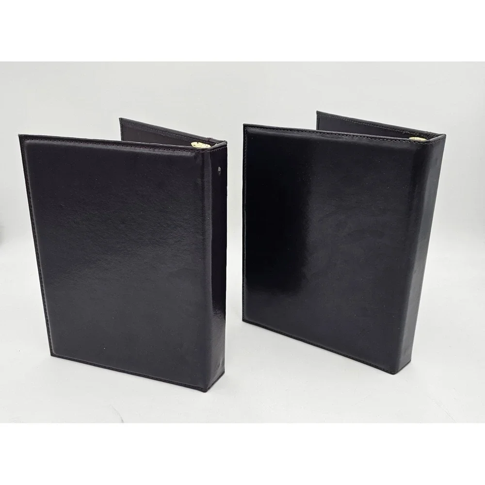 Brown Leather Photo Keepsake Storage Box With 2 Matching 3-Ring Binders